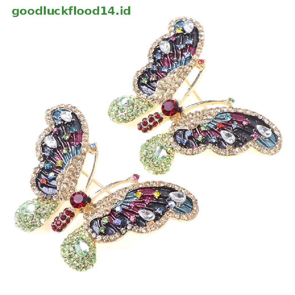 [GOOGFOUR] 1pc Elegan Pesona Kupu-Kupu Bros Wanita Berlian Imitasi Besar Butterfly Pins [TOP]