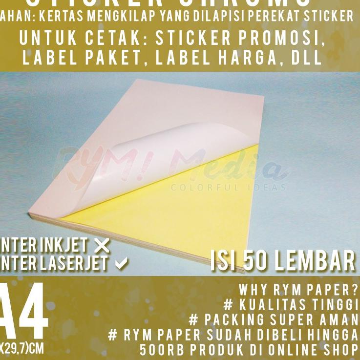 

Hot Deals Sticker Chromo A4 isi 50 lembar / Kertas Stiker Glossy Mengkilap A4