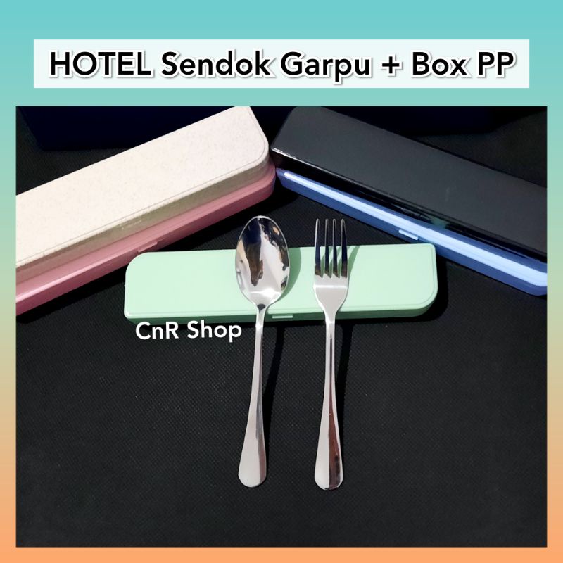 sendok makan stainless hotel Pushlock box custom full grafir cutlery hampers