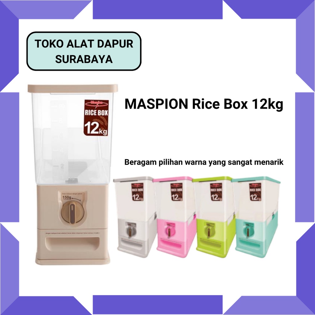 Maspion Rice Box MRD 12 Rice Box 12kg Tempat Penyimpanan Beras MRD12 12 kg Bahan Plastik Food Grade