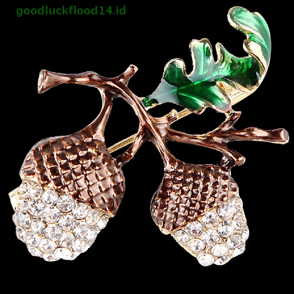 [GOOGFOUR] Nut Brooch Pin Berlian Imitasi Kristal Lucu Tanaman Bros Pin Perhiasan Hadiah Chic [TOP]