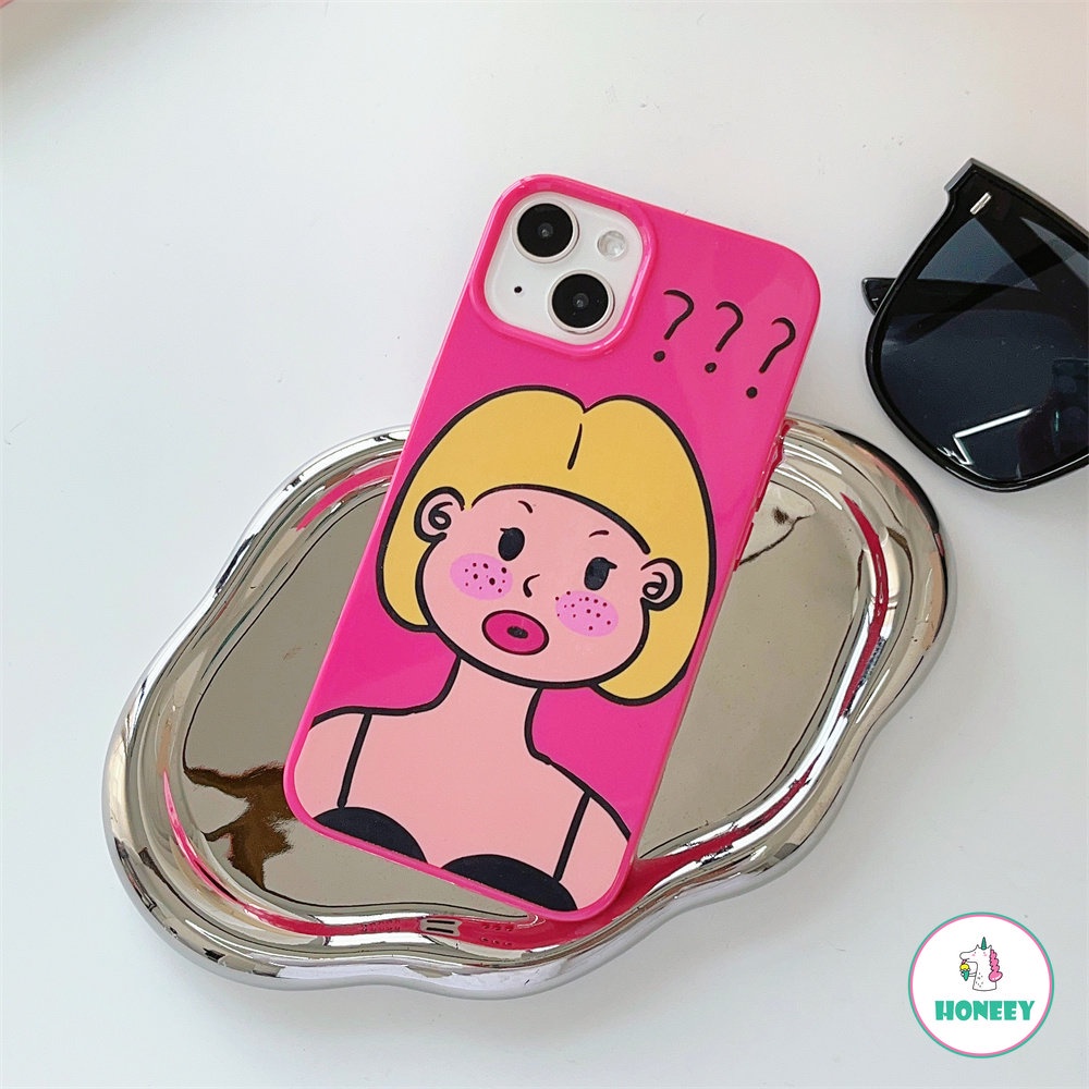 Soft Case TPU Glossy Anti Pecah Motif Graffiti Wanita Emoji Untuk IPhone 14 13 12 11 Pro Max X Xs XR 7 8 Plus