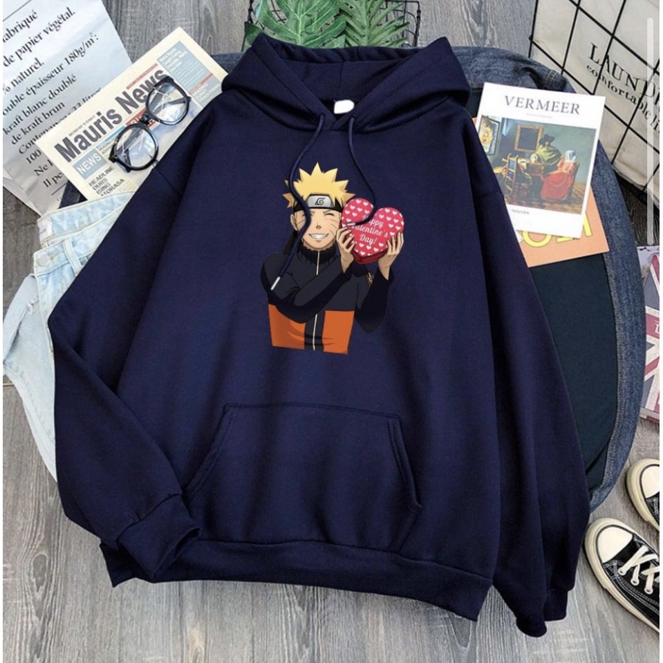 Jumper Hoodie NARUTO Love anime II  Sweater Hoodie Trendy II Sweter Oblong Topi Size M - XL ( Pria &amp; Wanita / Anak &amp; Dewasa )