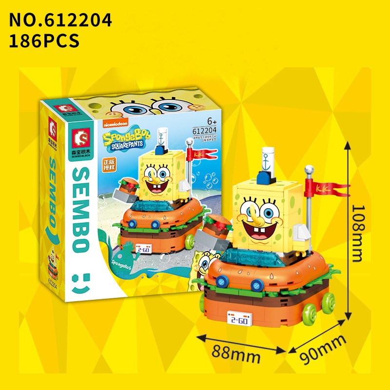 SEMBO Nano Block Spongebob Balok Susun Mainan Bangunan 3D Puzzle Brick Mini