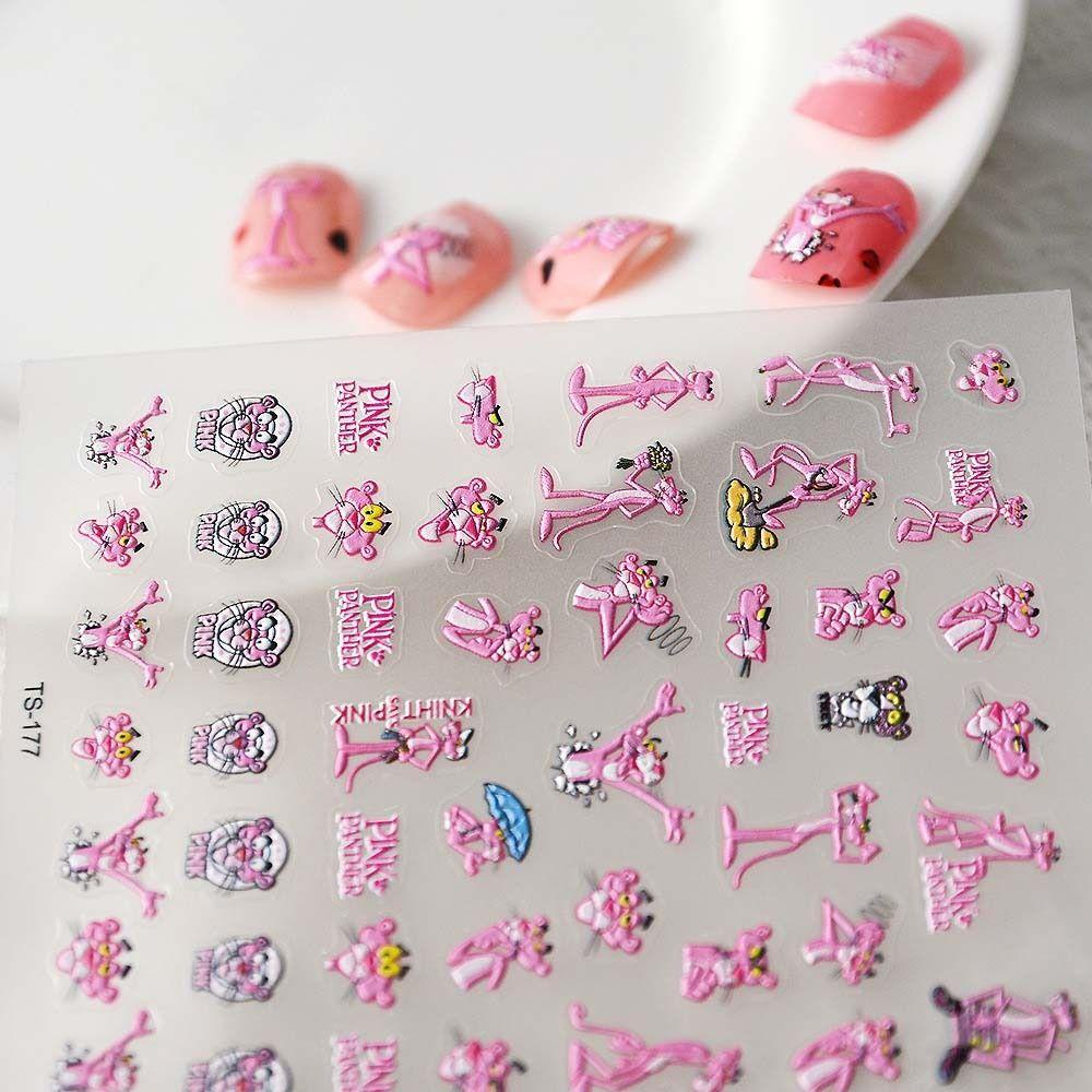 Mxbeauty Stiker Kuku Kartun Wanita Fashion Animals Expression Mermaid Princess Pink|Hiasan Nail Art