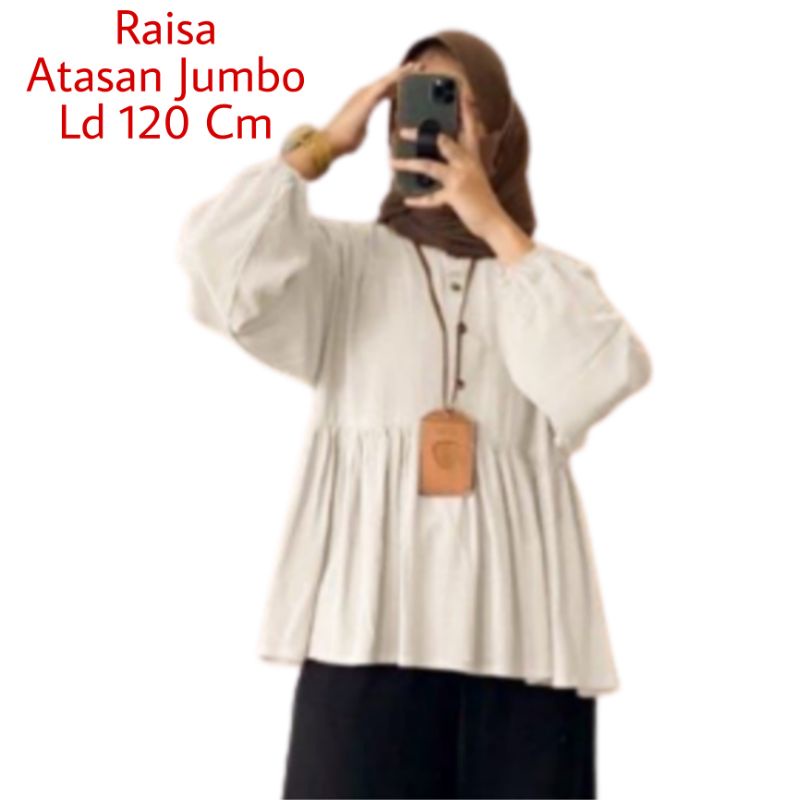 Atasan Blouse Raisa Jumbo Ld 120 cm Viral Lengan 3/4 Karet 4 Kancing Depan Hidup Bahan Moscrepe Busui dan Bumil . Atasan Baju Wanita Oversize Blus Wanita Dewasa Big Size Terbaru 2023 Kekinian