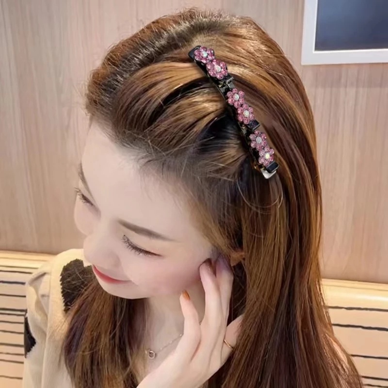 [Harga Grosir]Jepit Rambut Bentuk Bunga Aksen Kristal Bahan Akrilik Gaya Korea Untuk Wanita