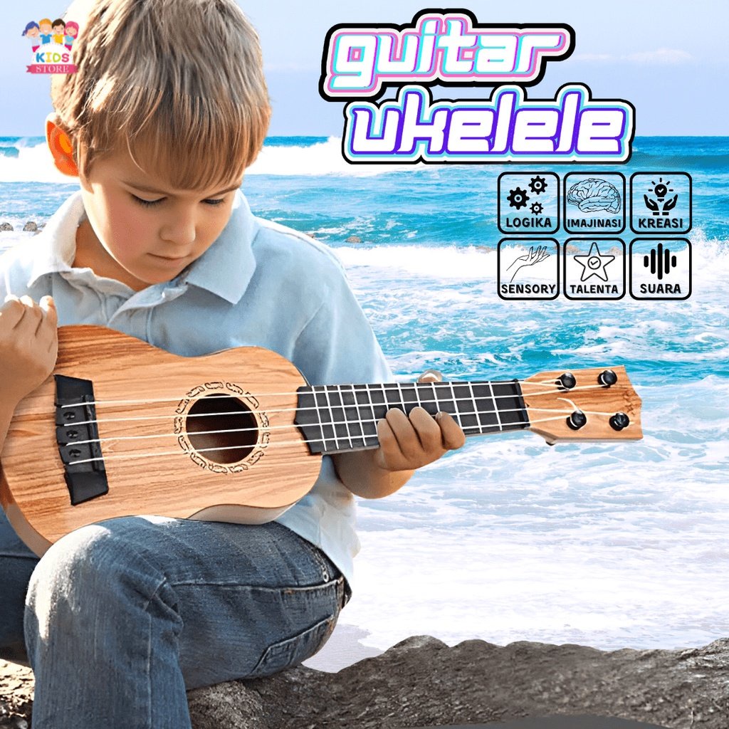 Musical Anak Gitar Ukelele | Mainan Alat Musik Anak Laki Laki Mainan Edukasi | Kado Ulang Tahun Anak Cowok