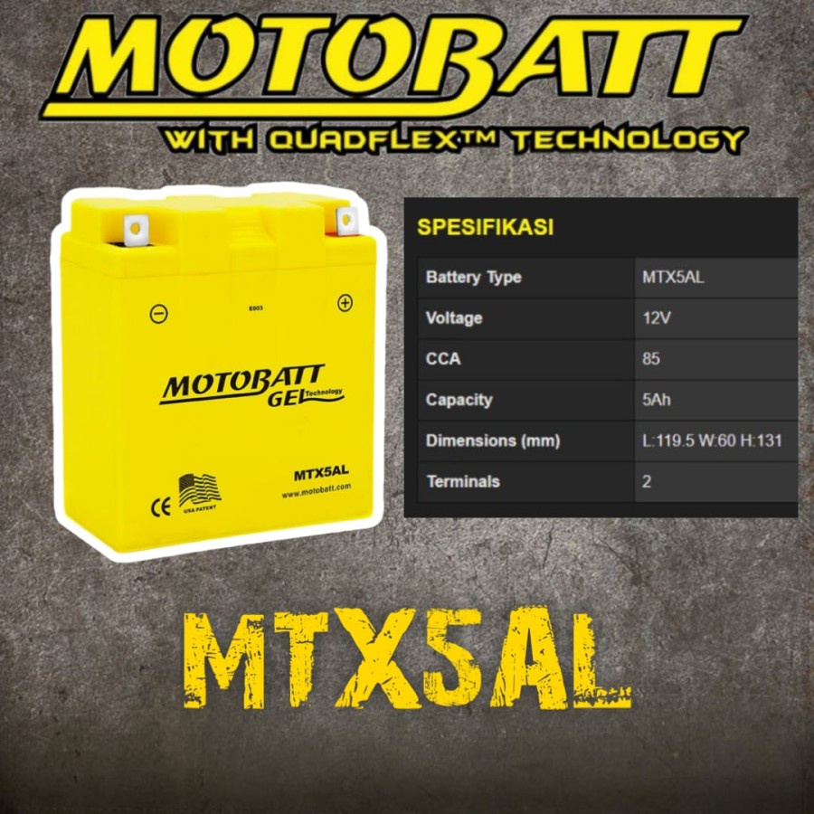 Jual Motobatt Aki Kering Motor Gel MTX5AL Motor Astrea Grand Supra 100