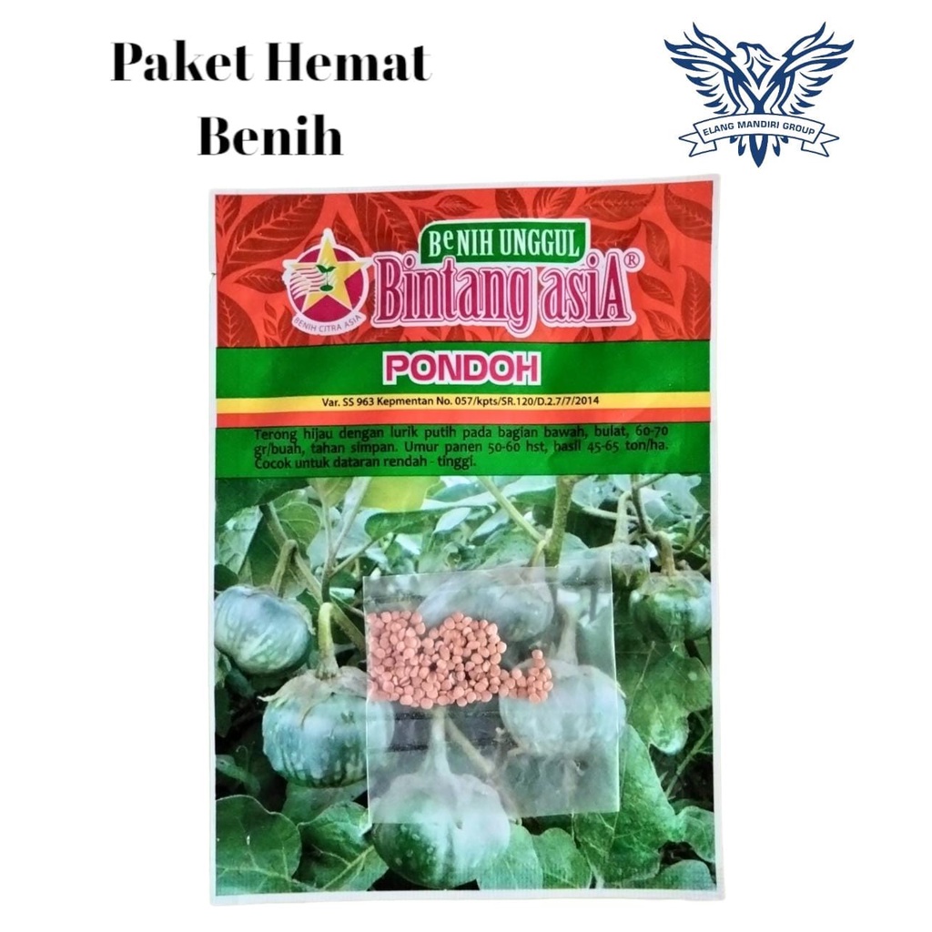 Repack 2000an PONDOH  Benih bibit terong bulat SUPER HEMAT isi 0,5 gr Bintang asia 100% Original Cocok untuk di pekarangan