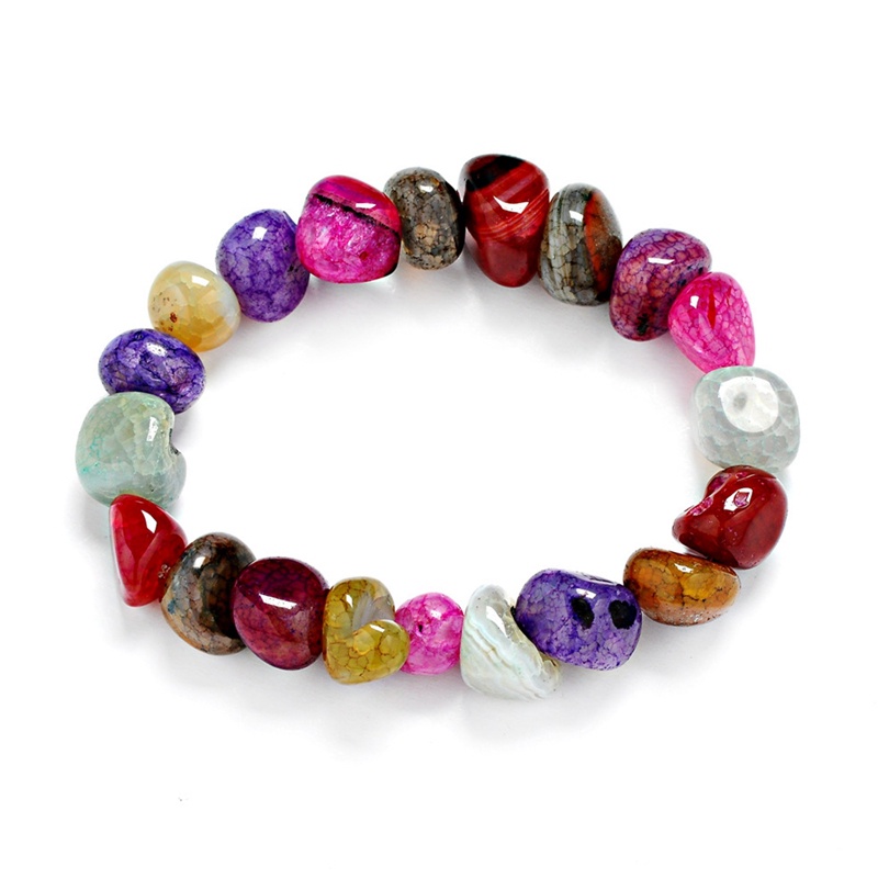 Ice Crack Permata Alami Tidak Teratur Dengan Bentuk Gelang Warna Campur Untuk Wanita