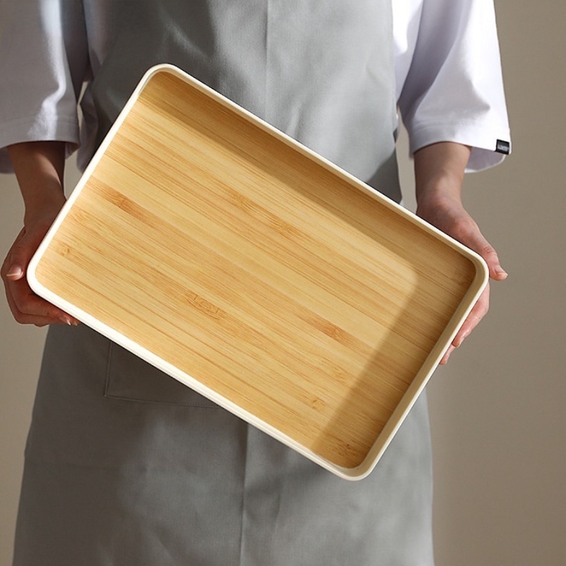 	 【COD】 RECTANGLE TRAY AESTHETIC NAMPAN KAYU TATAKAN PEREGI PLASTIK TATAKAN DAPUR TATAKAN GELAS ESTETIK NAMPAN ESTETIK KAYU NAMPAN KAYU BESAR	