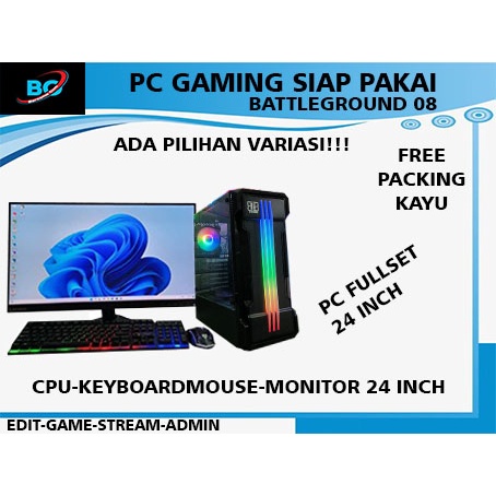 PC GAMING CORE I7 3770  RAM 16 GB VGA 4 GB GT 730 MONITOR  24 IN SSD 512gb