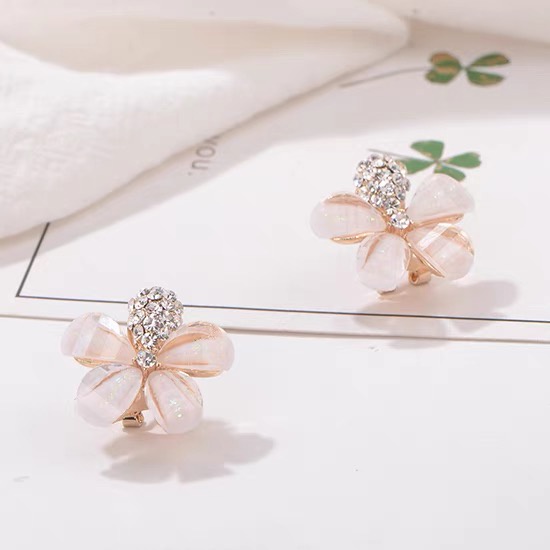 Sayishop Aksesoris Fashion Wanita Gaya Korea Temperamen Elegan Anting Bulat Mutiara Bunga