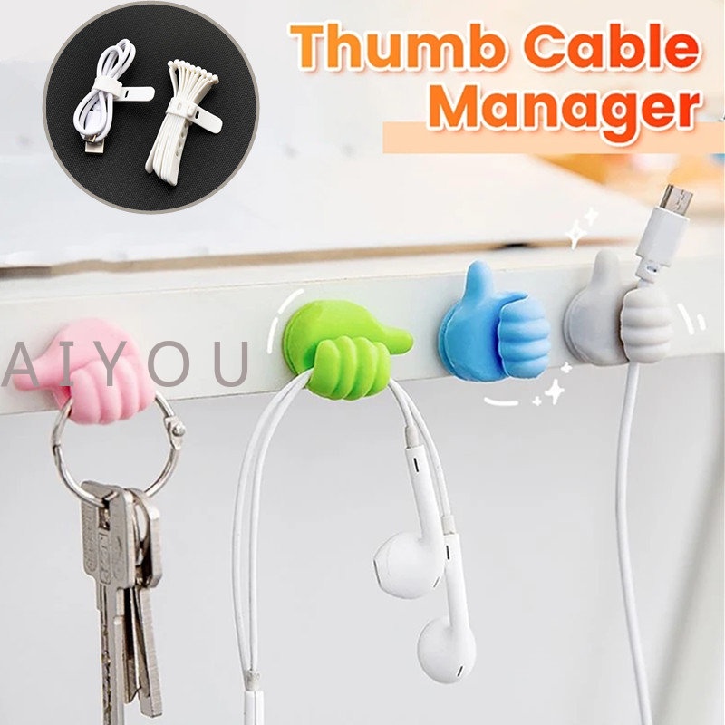 Klip Holder Organizer Kabel Multifungsi Kait Jempol Kawat Kait Dinding Gantungan Penyimpanan Tempat Kabel Untuk Earphone Mouse Mobil