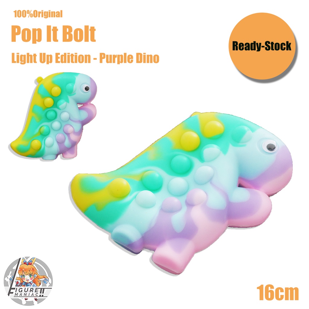 Mainan Anak - Pop It Pop Games Squishy Bolt Dino Edition Pop LED Light UP Mainan Anak Murah Lucu Aman Poptubes Klik