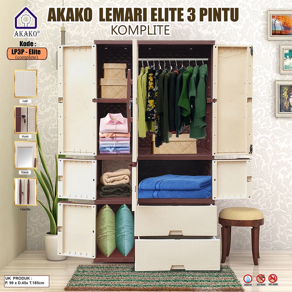 Lemari Plastik Akako 3 Pintu Jumbo LP3P