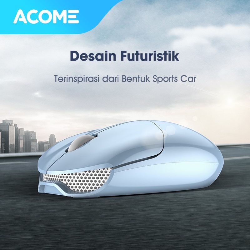 Mouse Kantor Acome AM200 Wireless Silent Click Model Sporty Car Garansi Resmi 1 Tahun