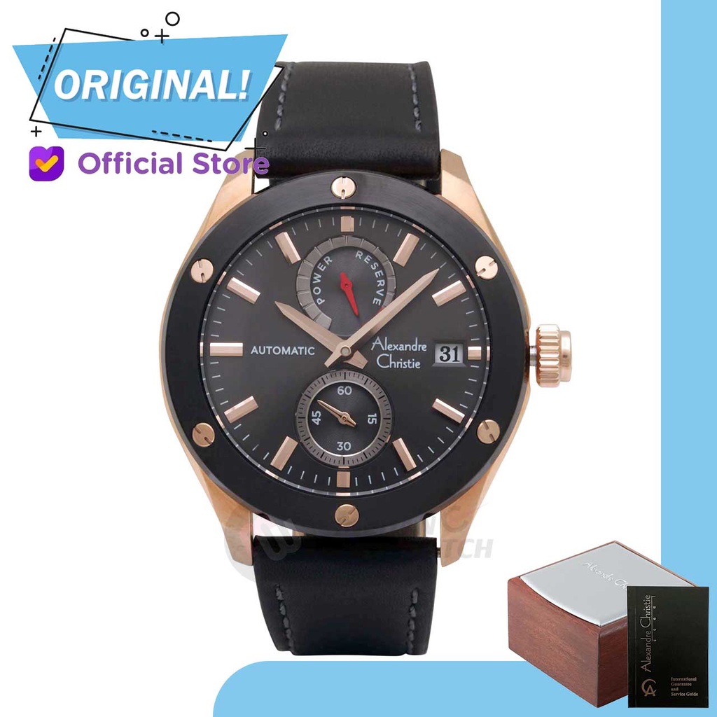 Jam Tangan Pria Automatic Analog Alexandre Christie 3044MA AC3044 AC 3044 MA 3044 MALBRBA Original G