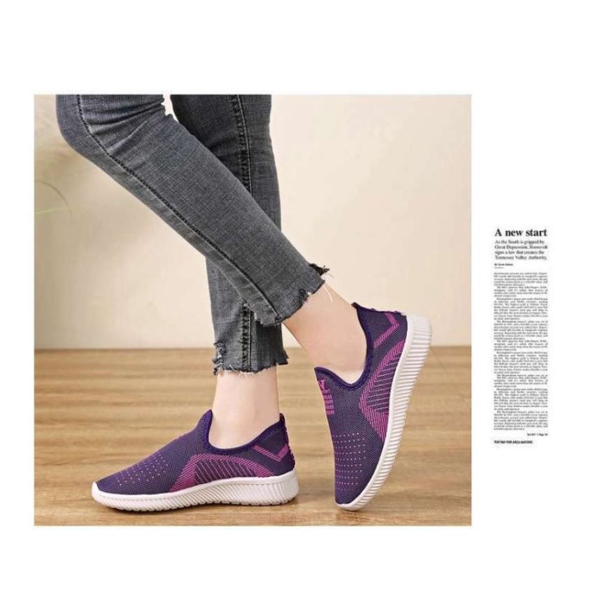 Sepatu Wanita Fashion Korea Nylon Sneakers Casual V Sport Import SP064