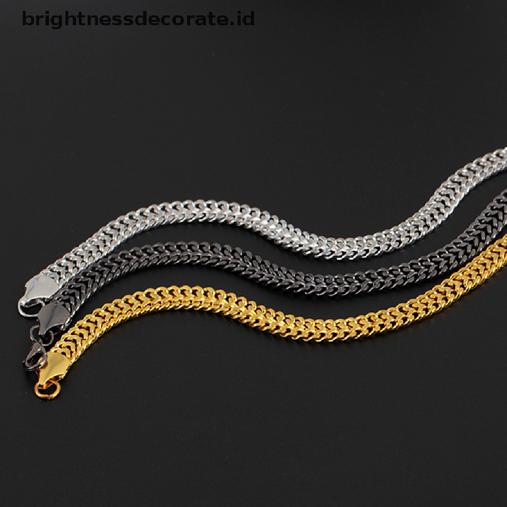 [Birth] Pria Gelang Rantai Stainless Steel Kuba Curb Link Hip Hop Perhiasan [ID]