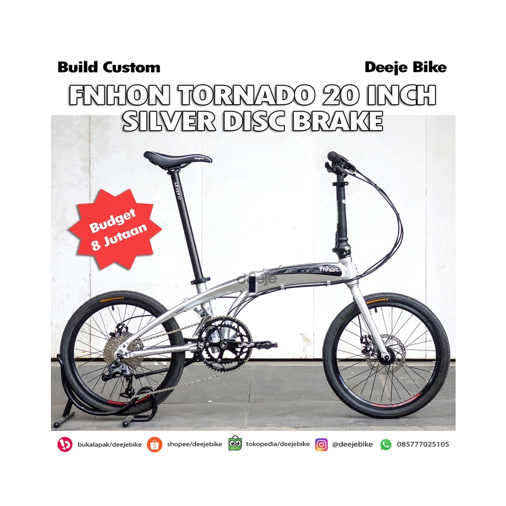 Fnhon Tornado Silver 18 Speed Disc Brake Sepeda Lipat 20 inch Fullbike