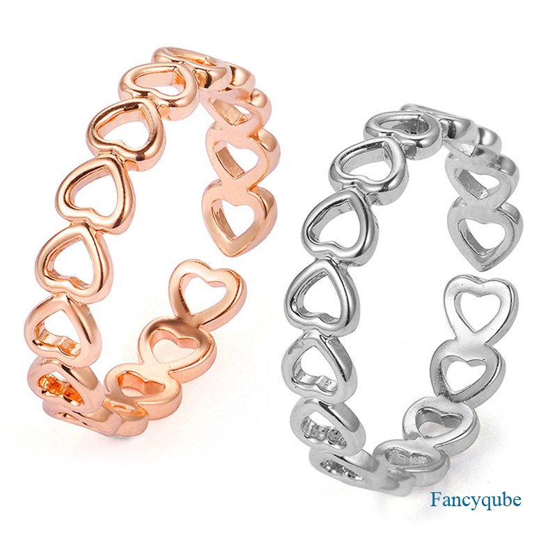 Perak Berongga Berbentuk Hati Terbuka Cincin Wanita Desain Loop Adjustable Heart Rings Fashion Perhiasan Hadiah Untuk Wanita Rings