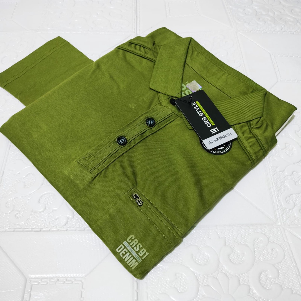 Kaos CRS 91 PoloKerah Lengan Panjang Pria Terbaru | Baju Polo CRS 91 Lengan Panjang | Baju Kerah cow