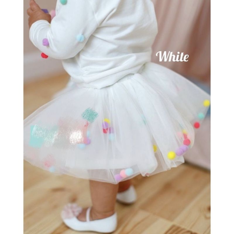 Rok tutu anak import / rok tutu pompom / bubble skirt / rok balet LP40