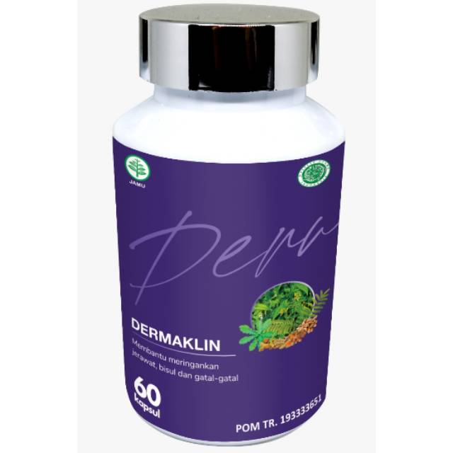 DERMAKLIN Obat Herbal Alami Mengatasi Jerawat dan Penyakit Kulit, Gatal, Ruam, iritasi Paling Ampuh - isi (60 Kapsul BPOM)