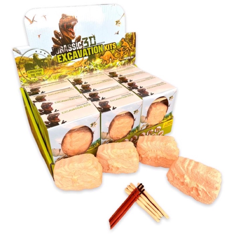 Diy I-Dig Dino Excavation Mainan edukasi menggali surprise egg/ telur dinosaurus arkeologi/ gali gem