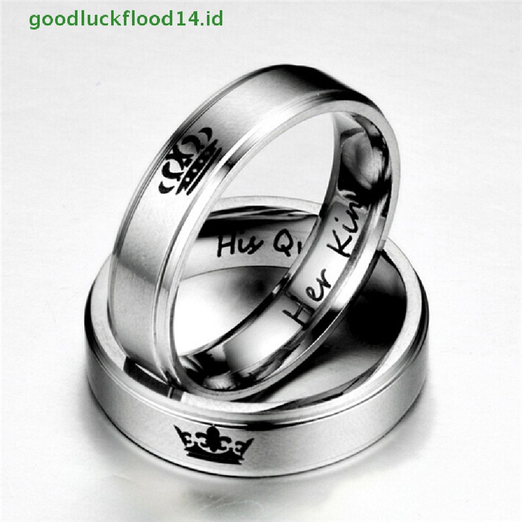 [GOOGFOUR] Cincin Couple HIS QUEEN HER KING Cincin Anti Karat Chic Perhiasan Aksesoris [TOP]