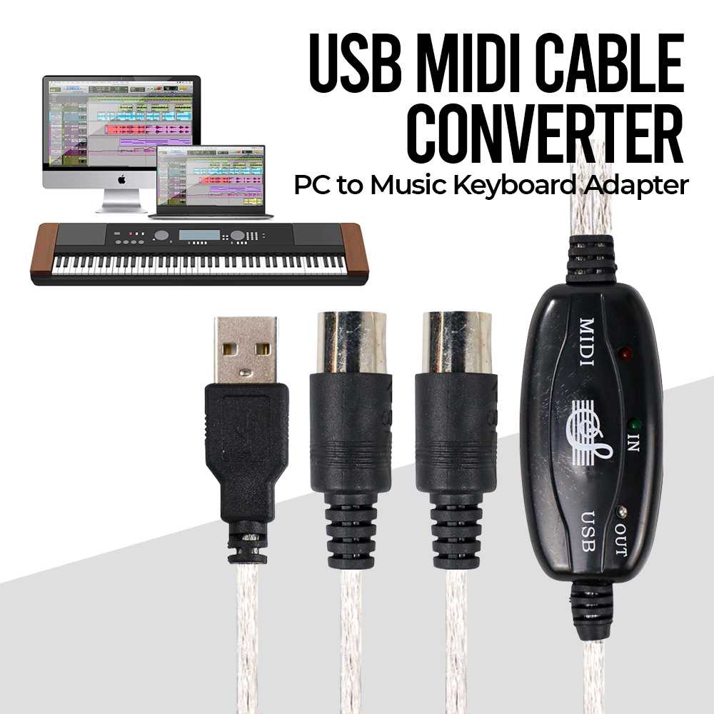 KABEL USB TO MIDI CONVERTER USB TO MIDI / PC TO KEYBOARD ADAPTER Kabel Converter USB MIDI to Music
