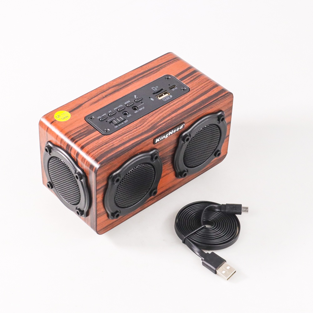 Kingneed Bluetooth Speaker FM Radio Wood Design - S409 - Brown