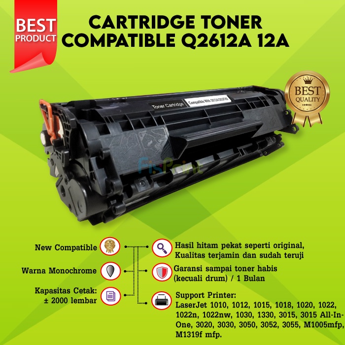 TONER COMPATIBLE XP LASERJET 12A 1010 1020 1012 3015 3030 - Q2612A