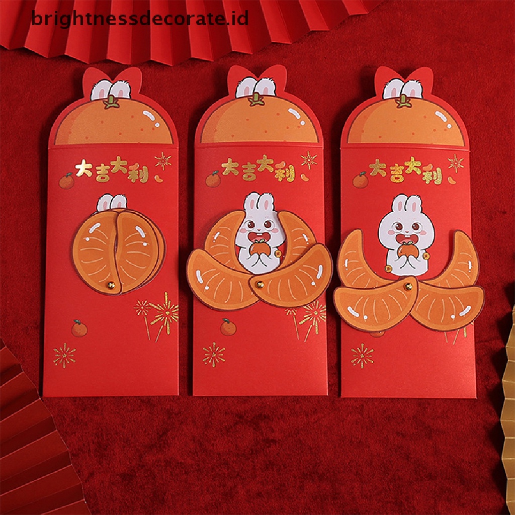 [Birth] 6pcs/set 2023tahun Kelinci Amplop Merah Dekorasi Imlek2023Hongbao [ID]