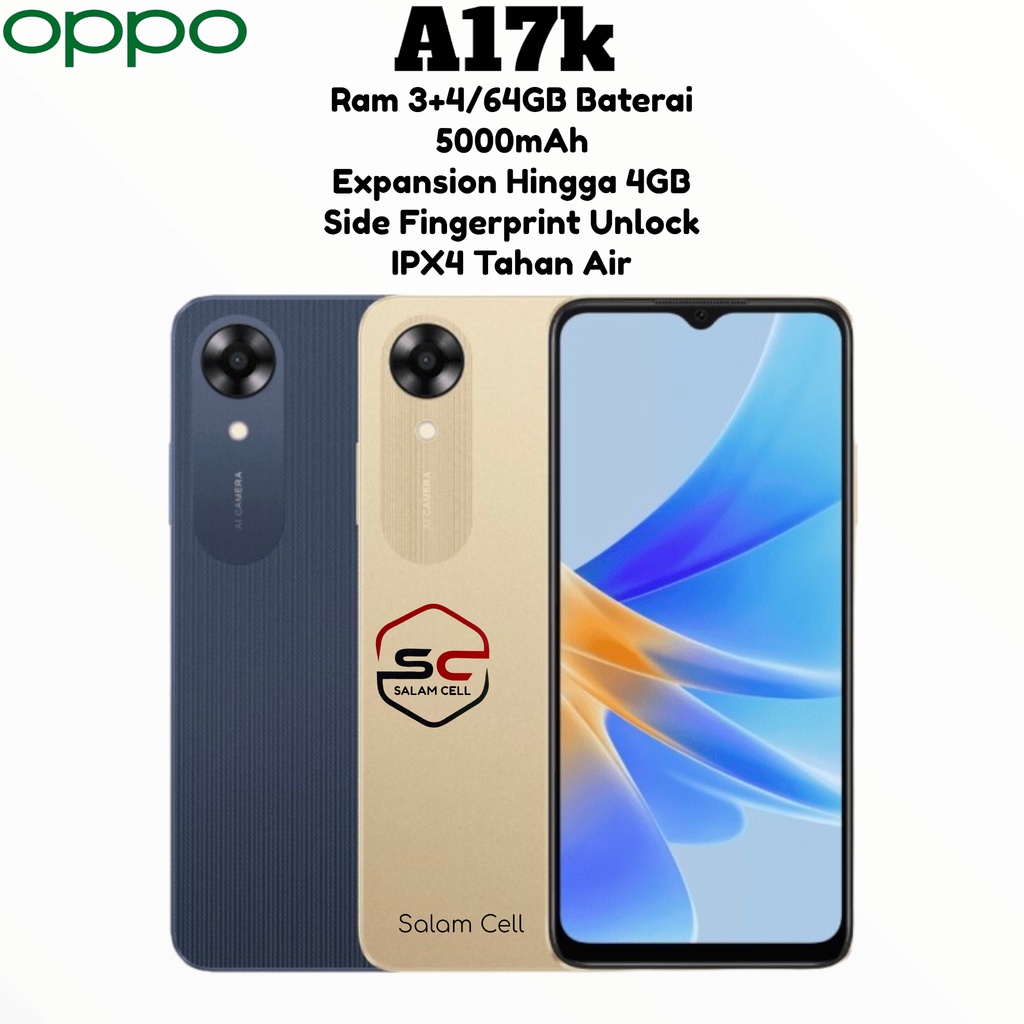 Oppo A17K Ram 3+4/64GB Baterai 5.000mAh Original Garansi Resmi