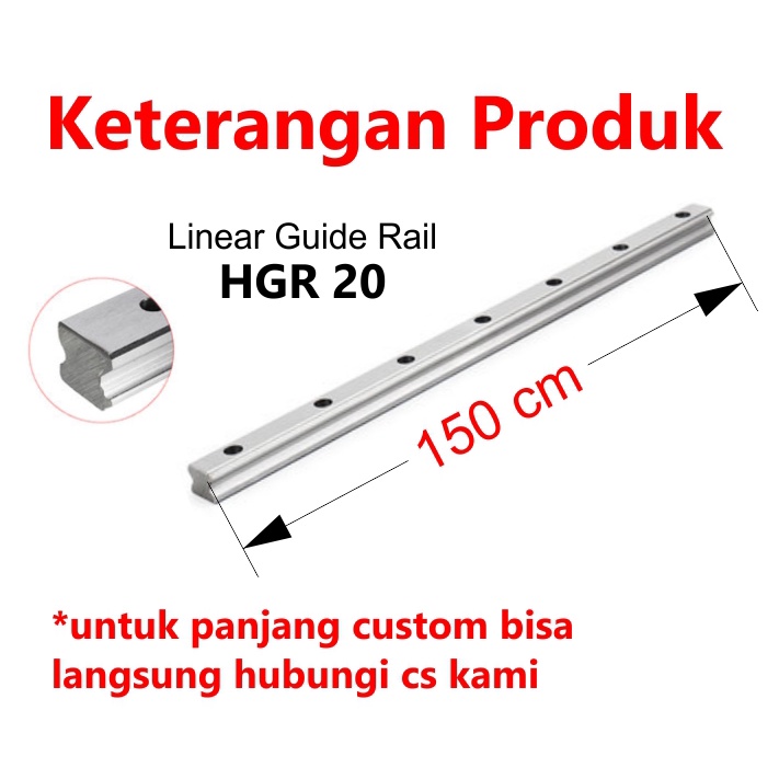[HAEBOT] HIWIN Linear Guide Rail HGR20 HGR 20 20mm 150cm Rel CNC Laser CO2 Router Milling Plasma HGH20 Motion Industri Full Triplek Mesin Mekanik Otomasi
