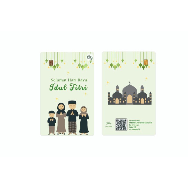 Emas Logam Mulia 24K BIG Gold 0,1 Gram , Edisi Hari Raya Idul Fitri Lebaran Eid Mubarak Promo Diskon