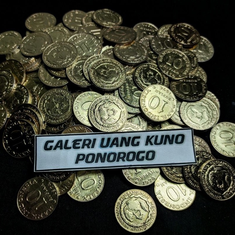 uang kuno 10 rupiah tabanas kuning 1974 asli kinclong