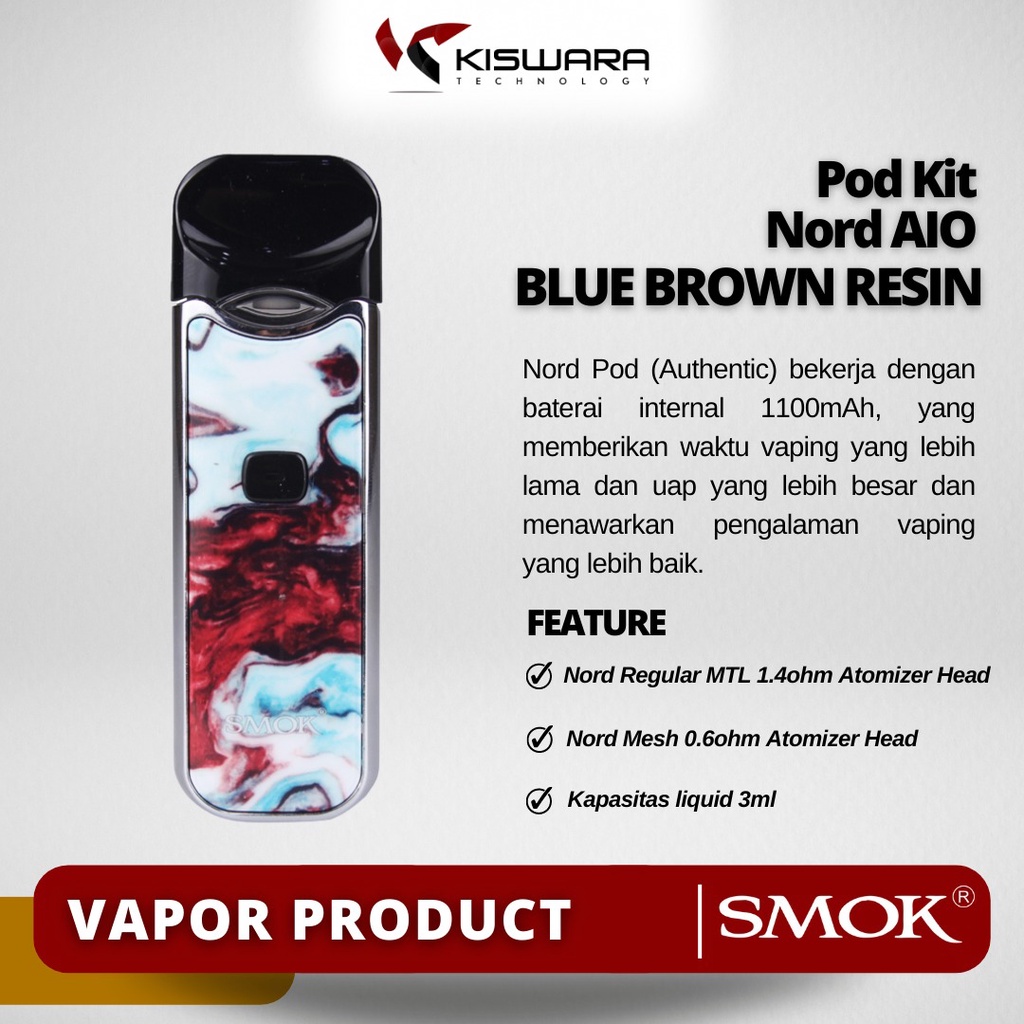 SMOK Nord AIO Pod Kit - BLUE BROWN RESIN [Authentic] KiswaraBandung