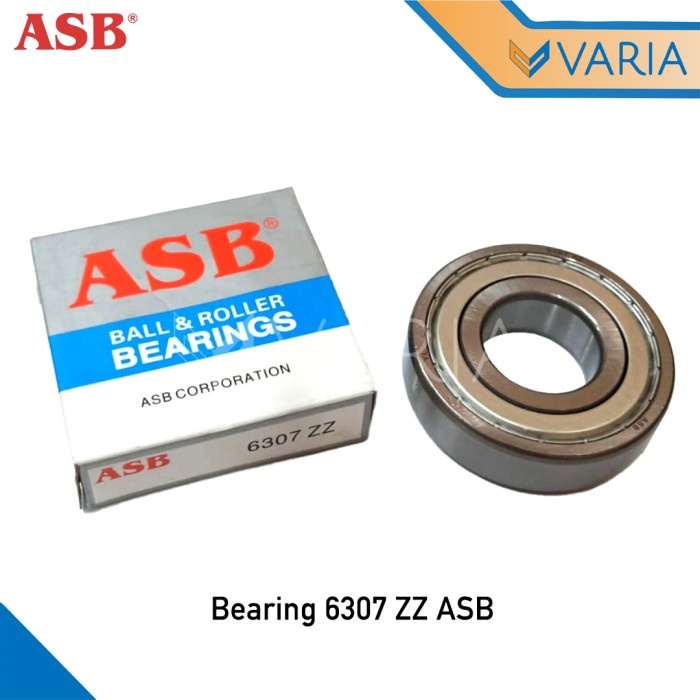 Bearing 6307 ZZ ASB Laher Tutup Plat Besi Double 35 x 80 x 21 mm