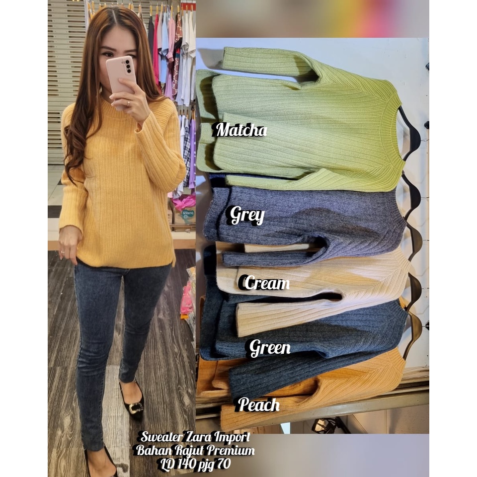 ST-SWT07 Sweater Rajut Polos Premium Stretch Tebal Fashion Wanita Import