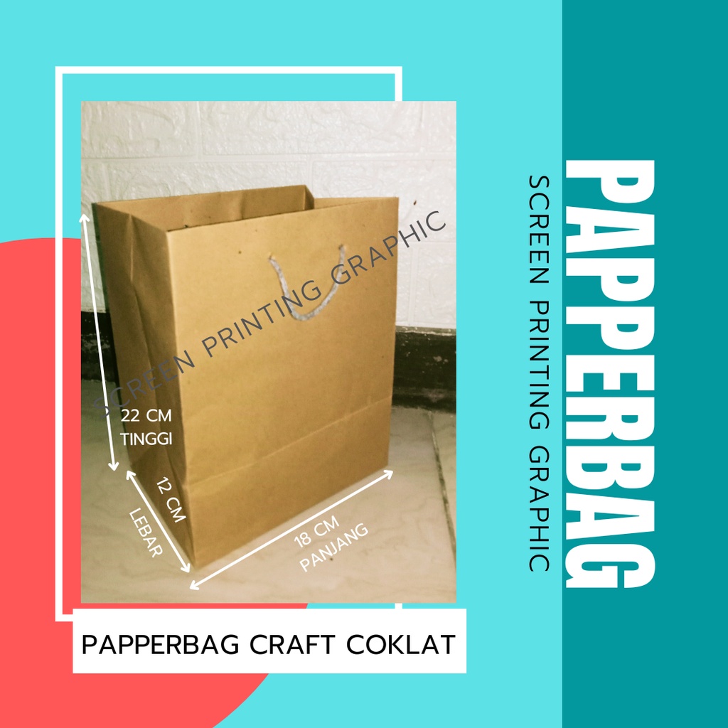 

tas papperbag craft coklat polosan ukuran 18x12x22 (PxLxT)