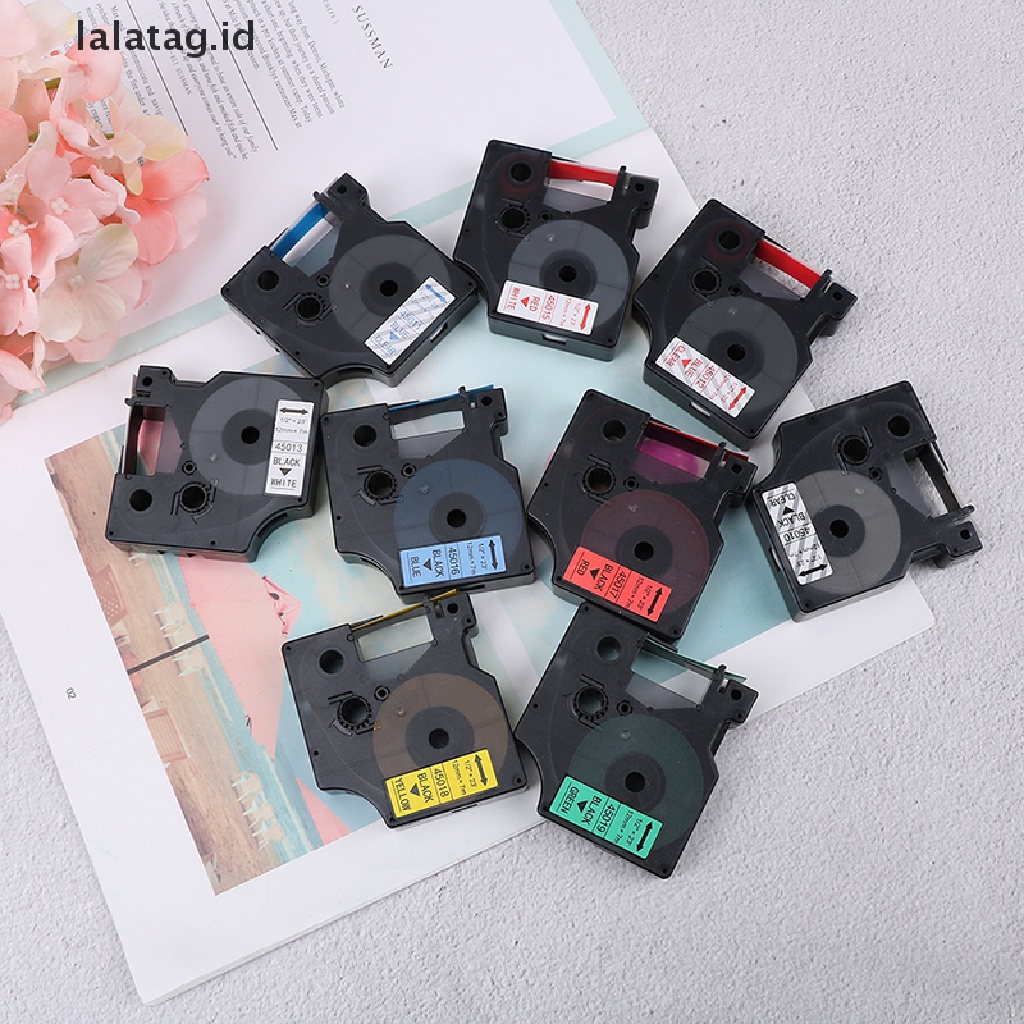 [lalatag] Kompatibel Untuk DYMO 12mm D1 Black on Colors Label Tape 1per2 ''Isi Ulang LabelManager [ID]