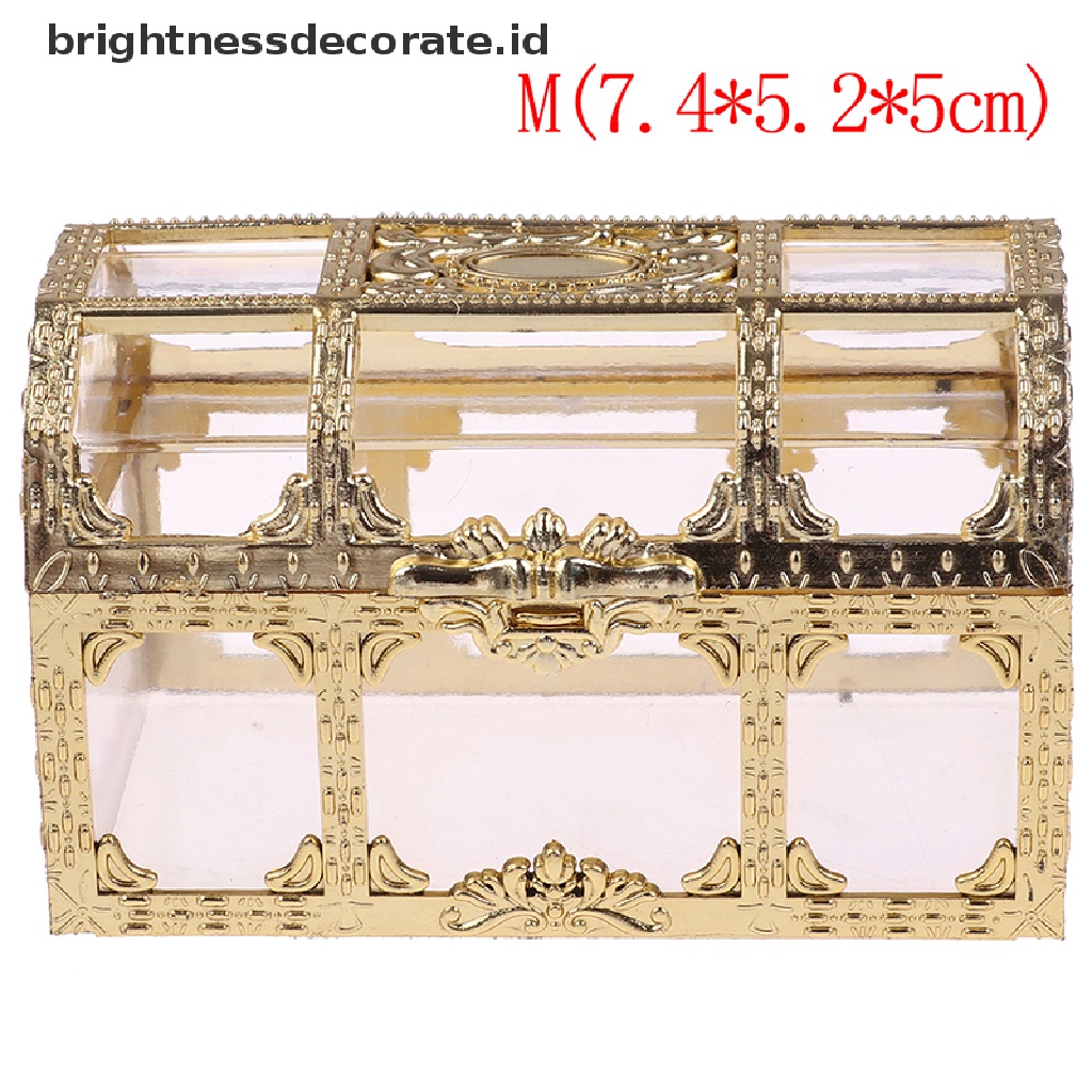 [Birth] 1pc Kotak Penyimpanan Portable Candy Hollow Gold Silver Treasure Chest Case Organizer [ID]