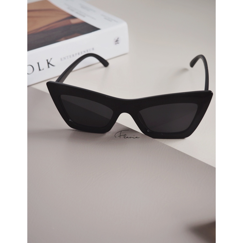 Flavia Eyewear - Kacamata Hitam Damika Square Acetat Anti UV