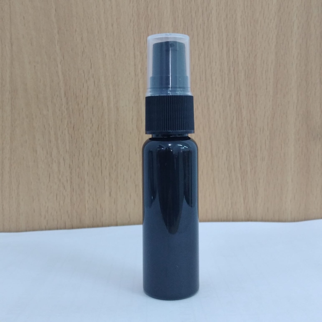 Botol Plastik PET 27ml BR Hitam Tutup Pump Treatment Half Cap