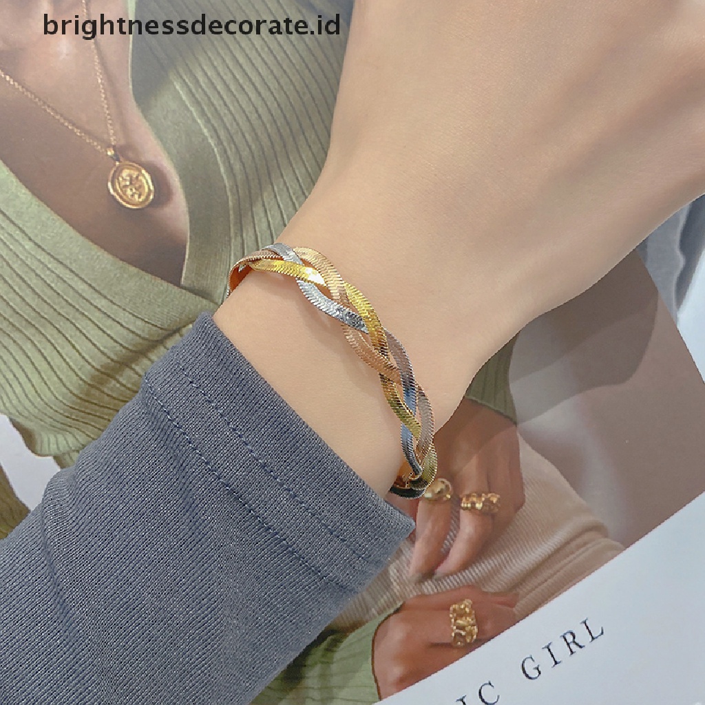 [Birth] Multi Layer Tahan Air Baja Titanium Tangan Dikepang Baru Herringbone Rantai Kalung Untuk Wanita Fashion Klavikula Rantai Perhiasan Trendi [ID]