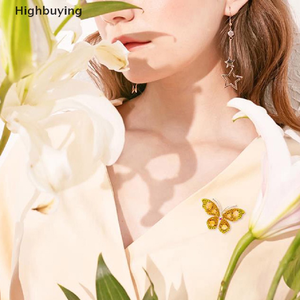 Hbid 1PC Elegan Pesona Kupu-Kupu Bros Wanita Berlian Imitasi Besar Kupu-Kupu Pin Hadiah Glory